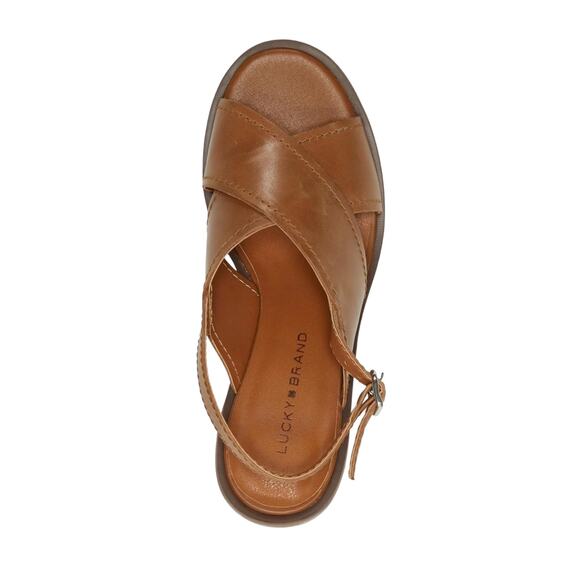 Lucky Brand Women's Delmie Slingback Stacked Platform Sandals Tan Size 6 - Picture 4 of 5